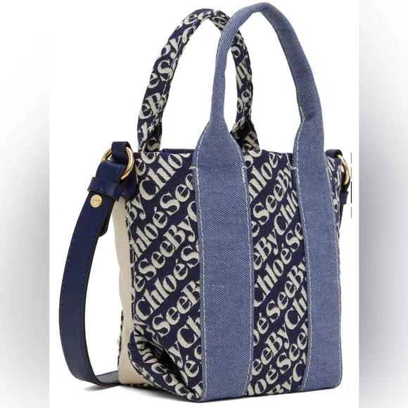 See By Chloe Denim Blue Mini Laetizia Tote Bag - Picture 3 of 13